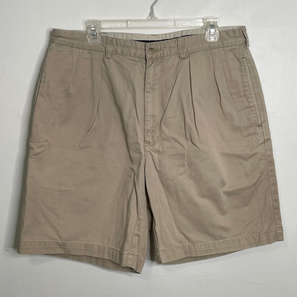 Polo Ralph Lauren Other - Polo Ralph Lauren Mens Khaki Pleated Chino‎ Shorts Tan Cotton Size 36 RN41381